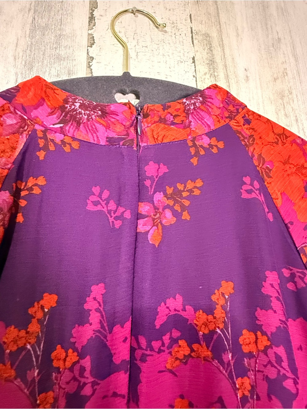 Maison Tara Floral Maxi Dress Size 12 Purple Orange Tiered Boho Flowy - Picture 7 of 9